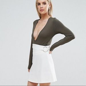 ASOS Corset WHITE Mini Skirt with Ring Detail Size 6